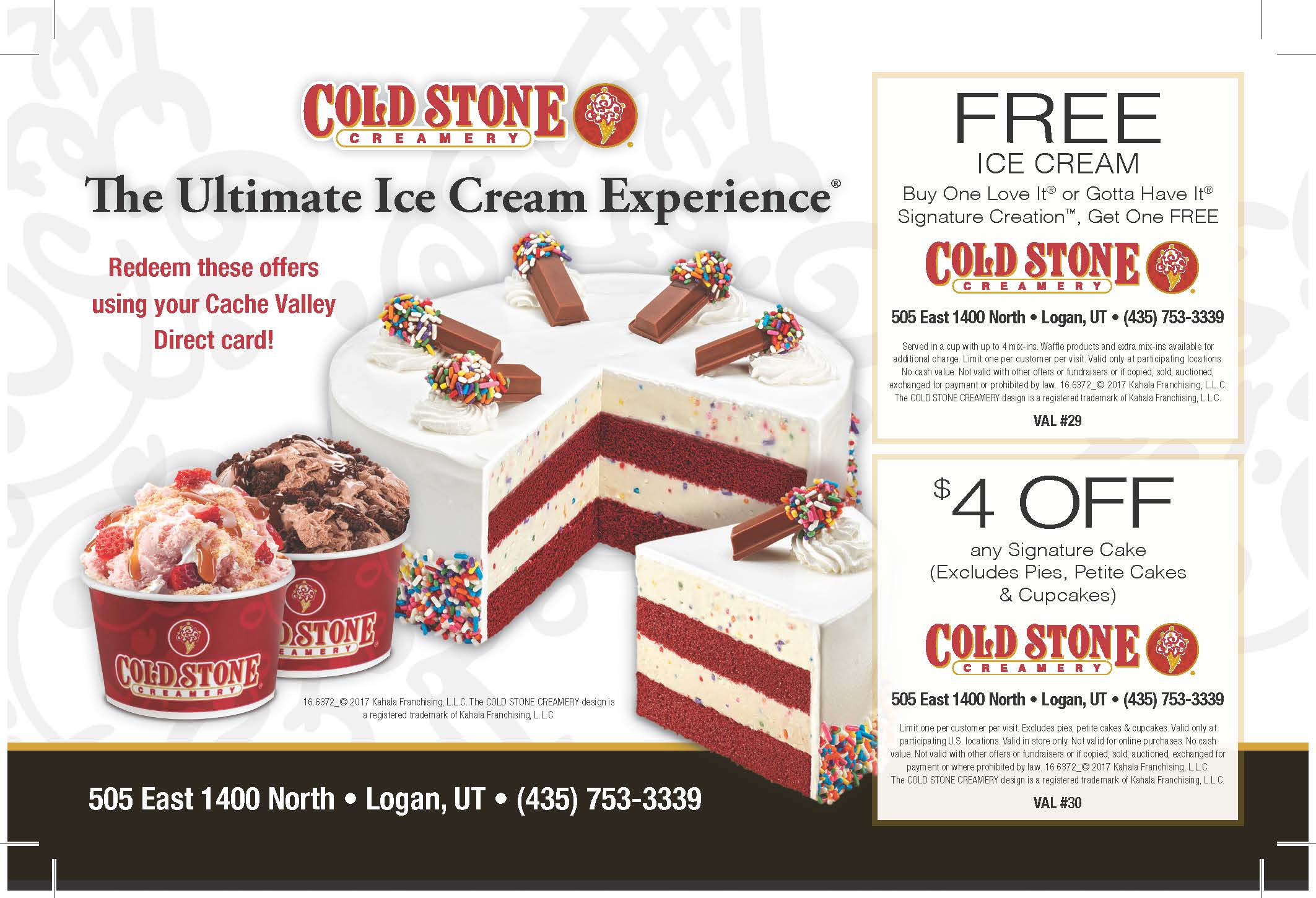 Cold Stone Creamery Cache Valley Savings Guide