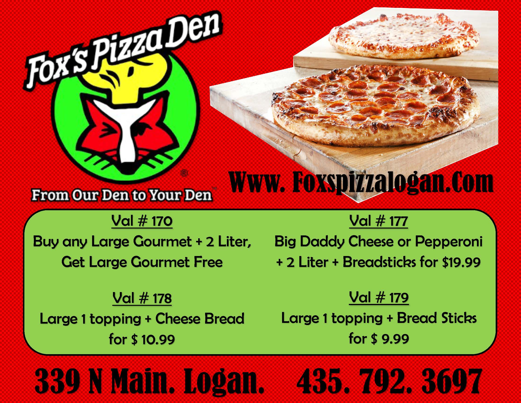 Fox's Pizza Den 2019 Cache Valley Savings Guide
